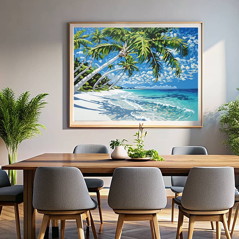 Tropical Island with Palm Trees - Paint by Numbers
