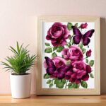 Wine Roses and Butterflies - Paint By Number Kit
