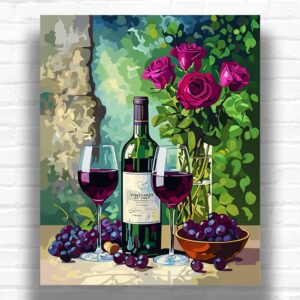 Wine Tasting Paint by Numbers – Still Life Wine Art with Roses