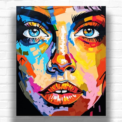 Abstract Colorful Woman Face - Paint by Numbers Abstract Woman