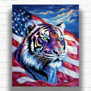 American Flag Tiger - Tiger Paint by Number