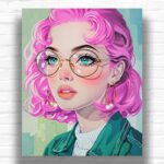 Anime Girl with Pink Hair - Anime Paint by Numbers Kit