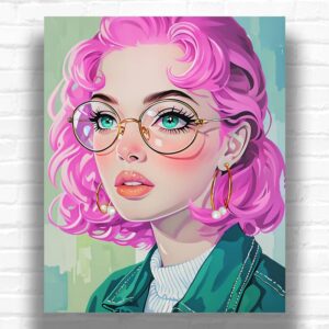 Anime Girl with Pink Hair - Anime Paint by Numbers Kit