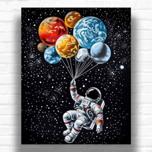 Astronaut Planets Graffiti - Paint by Numbers Astronaut