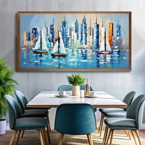 Blue Abstract Sailing Boats - Big Paint by Numbers