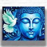 Blue Buddha and White Pigeon - Buddha Paint by Numbers Kit