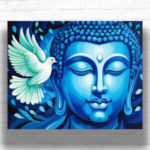 Blue Buddha and White Pigeon - Buddha Paint by Numbers Kit