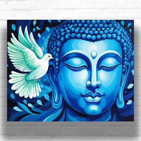 Blue Buddha and White Pigeon - Buddha Paint by Numbers Kit