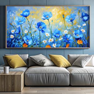 Blue Poppies Painting Paint by Numbers – Large Floral Canvas