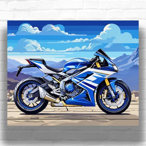 Blue Sport Motorbike - Paint by Numbers Motorcycle