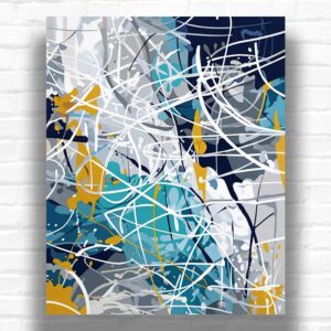 Blue Yellow Lines Abstract Art - Paint by Numbers Kit