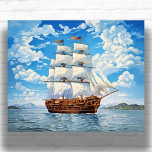Brigantine Ship in Silent Harbor - Paint by Numbers Sailing Ships