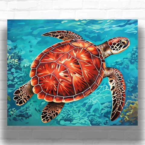 Brown Sea Turtle - Turtle Paint by Numbers for Adults