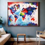 Colorful World Map - Paint by Numbers Abstract