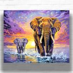 Elephants in Fantasy Landscape - Elephant Paint by Number Kits