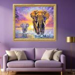 Elephants in Fantasy Landscape - Elephant Paint by Numbers