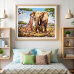 Faithful Friends Elephant Giraffe - Paint by Numbers Kit