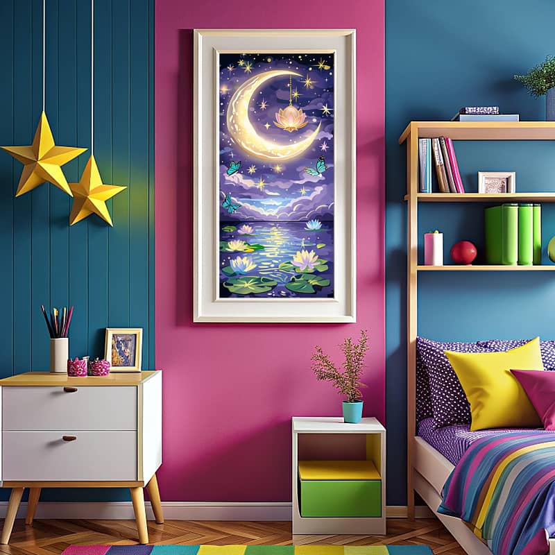 Fantasy Crescent Moon Paint by Numbers Kits Large – Mystical Canvas Art