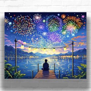 Fireworks on the Lake - Paint by Numbers Anime