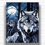 Flock of Wolves under Moon - Paint by Numbers Wolves