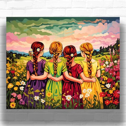 Four Sisters Best Friends - Paint by Numbers Beginners