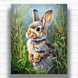 Grey Hare in the Meadow - Paint by Numbers Rabbit
