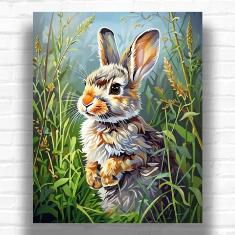 Grey Hare in the Meadow - Paint by Numbers Rabbit
