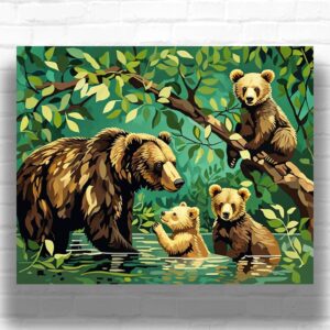 Grizzly Bear Family - Bear Paint by Numbers