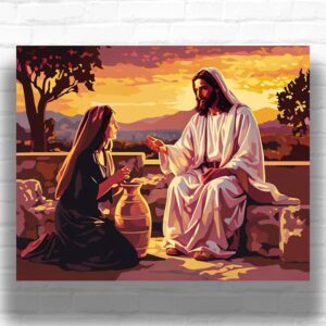 Jesus and Samaritan Woman at Well - Jesus Paint by Numbers