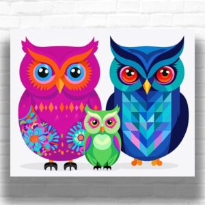 Mosaic Owl Family - Paint by Number Kits for Beginners