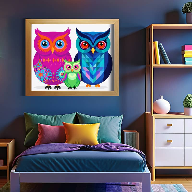 Mosaic Owl Family - Paint by Numbers Kit