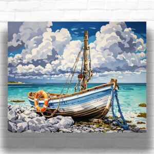 Old Pirate Rowboat - Boat Paint by Number