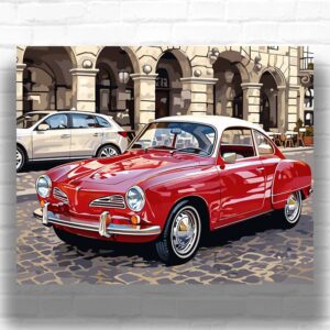 Red Retro Car - Paint by Numbers Sports Car