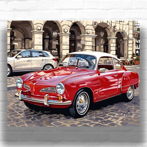 Red Retro Car - Paint by Numbers Sports Car