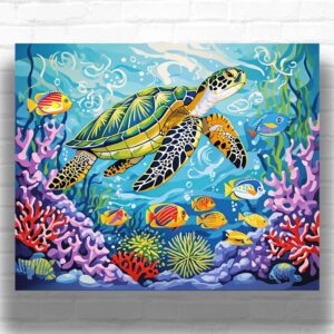 Sea Turtle and Fish - Turtle Paint by Numbers