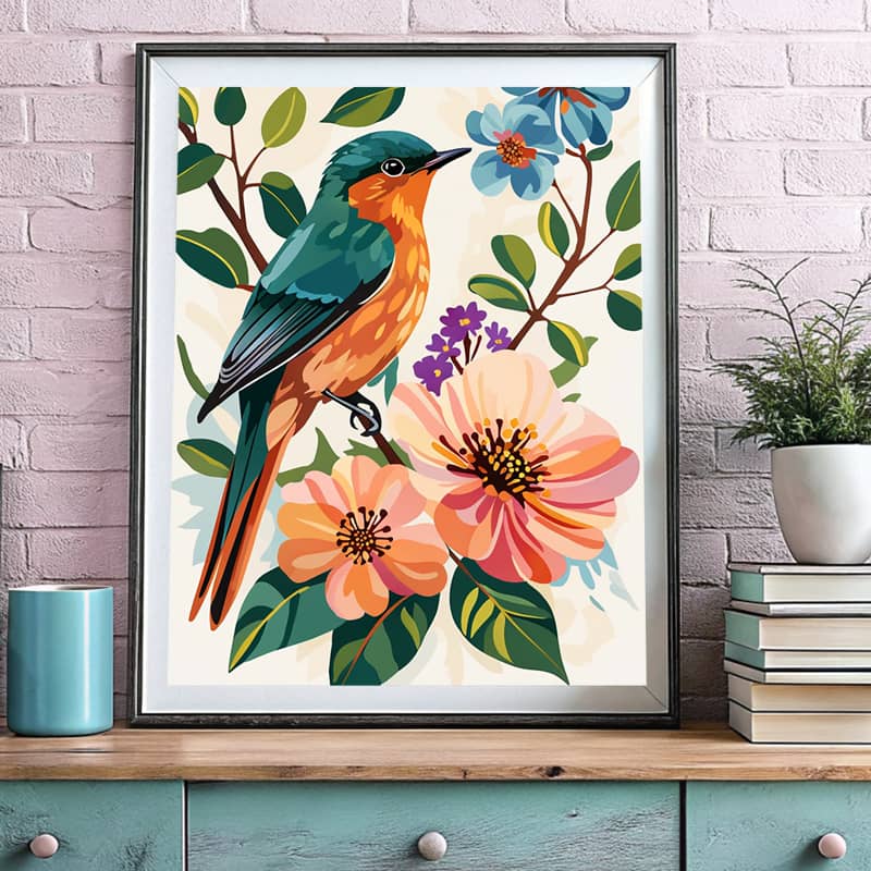 Small Bird on a Tree Branch - Paint by Number