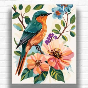 Small Bird on a Tree Branch - Paint by Numbers Kit