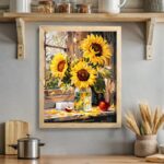 Sunflowers in Vase on Window - Flower Paint by Number