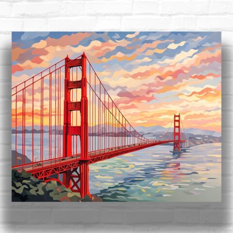 The Golden Gate Bridge at Sunset - Paint by Numbers Bridge