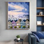 Victorian Painted Ladies Houses at Sunset in San Francisco - Paint by Numbers Cityscapes