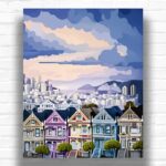 Victorian Painted Ladies Houses at Sunset in San Francisco - Paint by Numbers Kit