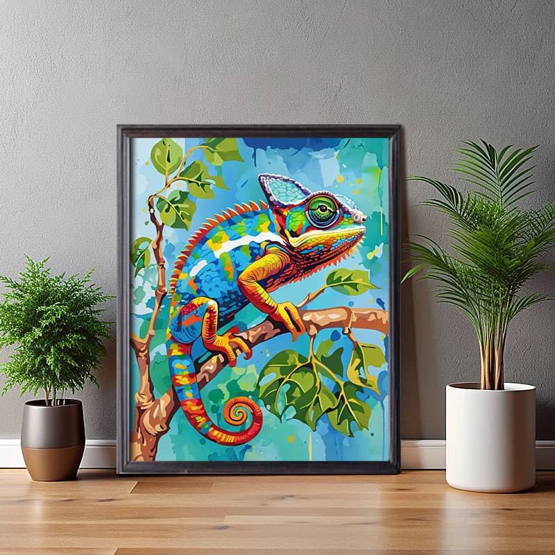 Watercolor Chameleon - Paint by Number