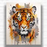 Watercolor Tiger Face - Paint by Numbers Tiger Head