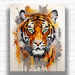 Watercolor Tiger Face - Paint by Numbers Tiger Head