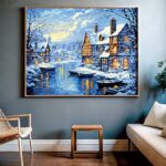Winter Twilight in European Town - Paint by Numbers Kit