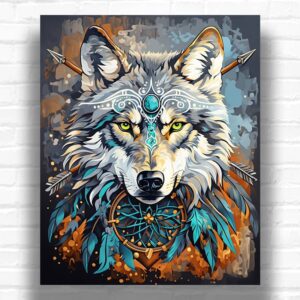 Wolf Indian Warrior - Paint by Number Wolf