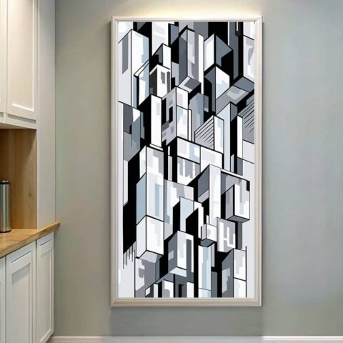 Abstract Art Grey Blocks Paint by Numbers – Large Scale Canvas