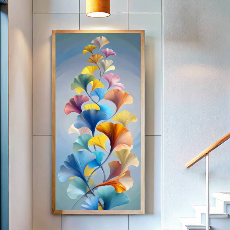 Abstract Ginkgo Leaf Paint by Number Kit - Large Canvas Colorful Botanical Art