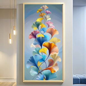 Abstract Ginkgo Leaf Paint by Numbers - Large Canvas Colorful Botanical Art