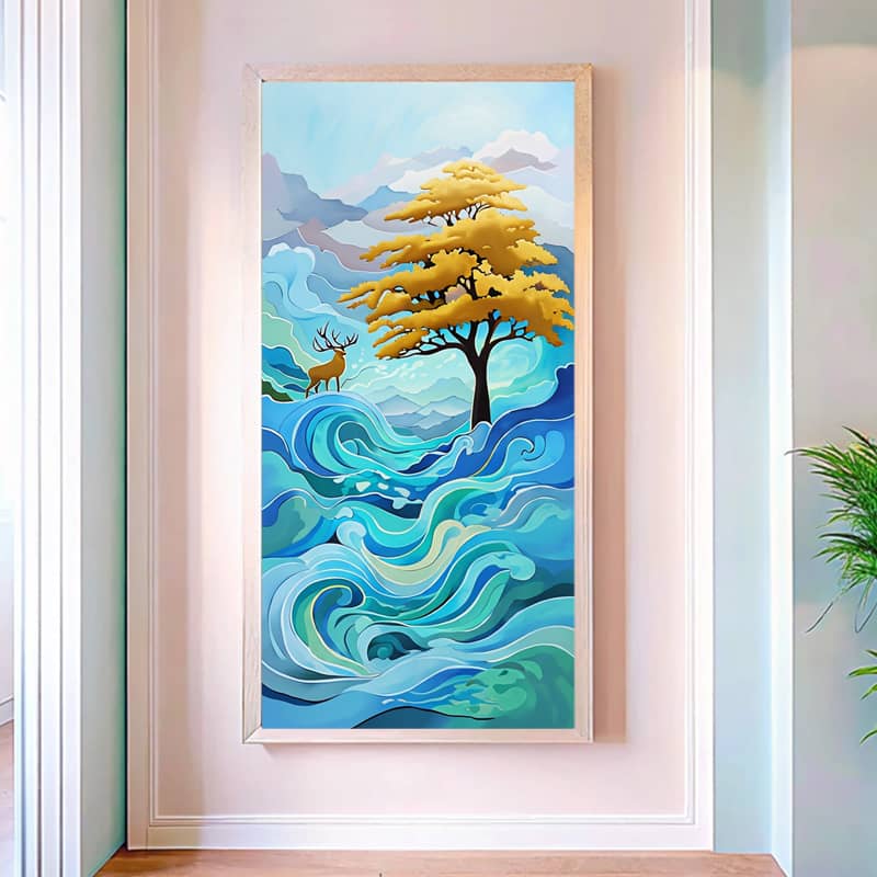 Abstract Tree and Deer - Large Paint by Number Kit